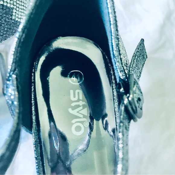 Stylo Diamanté Studded High Heels Grey/Silver Size 41 EU (US 9) - Picture 5 of 7